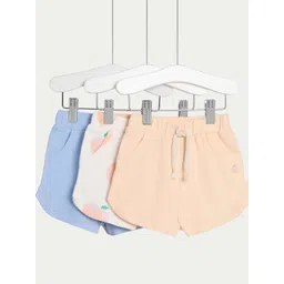 Marks & Spencer Girls Pack Of 3 Pure Cotton Regular Shorts-picture-29