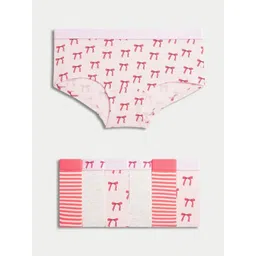 Marks & Spencer Girls Pack Of 7 Printed Mid Rise Basic BriefsT712000DPINK MIX-picture-25