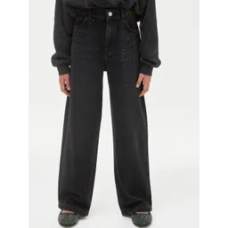 Marks & Spencer Girls Pure Cotton Wide Leg High-Rise Jeans-picture-13