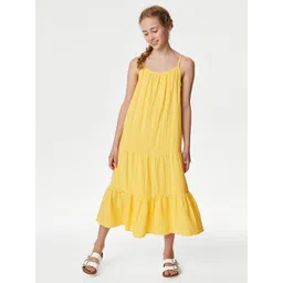 Marks & Spencer Girls Tiered Gathered Pure Cotton A-Line Midi Dress-picture-40