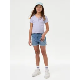 Marks & Spencer Girls V-Neck Cotton Regular Top-picture-25