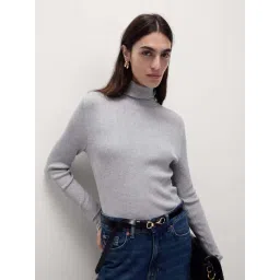 Marks & Spencer Grey Ribbed Roll Neck Jumper-picture-10