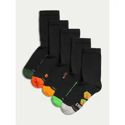 Marks & Spencer Kids Pack Of 5 Pattered Calf Length Socks-picture-38