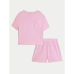Marks & Spencer Kids Round Neck T-shirt & Shorts Night Suits-picture-39