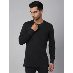 Marks & Spencer Men Black Medium Warmth Self-Striped Thermal T-shirt-picture-26