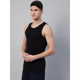 Marks & Spencer Men Black Solid Cotton Innerwear Vests T144760VBLACK image 3