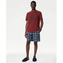 marks & spencer Men Graphic Print Pure Cotton T-Shirt & Shorts Set-picture-11