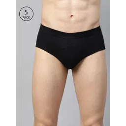 Marks & Spencer Men Pack Of 5 Black Solid Low Rise Briefs T146901V-picture-40