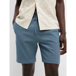 Marks & Spencer Men Solid Elasticated Waist Cotton Rich Regular Fit Regular Shorts-picture-33