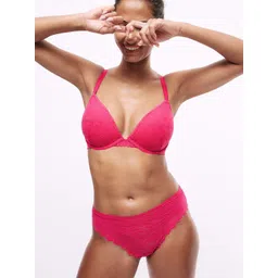 Marks & Spencer Self Design Full Coverage Heavily Padded Lace Underwired Push-Up Bra-picture-17