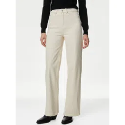 Marks & Spencer Women Beige Wide Leg High-Rise Jeans-picture-32