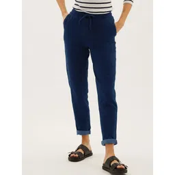Marks & Spencer Women Blue High-Rise Cotton Trouser-picture-15