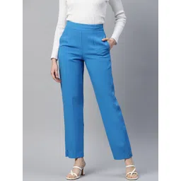 Marks & Spencer Women Blue High-Rise Trousers-picture-28