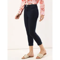 Marks & Spencer Women Blue Solid Cropped Cotton Jeggings-picture-27