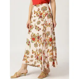 Marks & Spencer Women Cream & Red Printed Maxi Skirt-picture-42