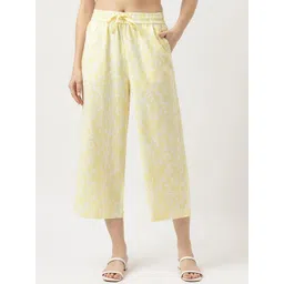 Marks & Spencer Women Ethnic Motifs Printed High-Rise Cropped Culottes Trousers-picture-40