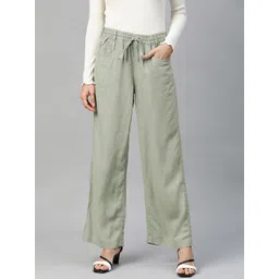 Marks & Spencer Women Green Solid Trousers-picture-36