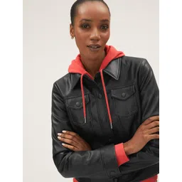 Marks & Spencer Women Lightweight Crop Leather Jacket-picture-24