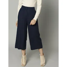 Marks & Spencer Women Navy Blue Regular Fit Solid Culottes-picture-38