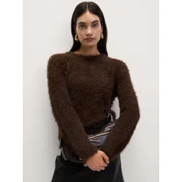 Marks & Spencer Women Solid Self Design Long Sleeves Pullover-picture-26