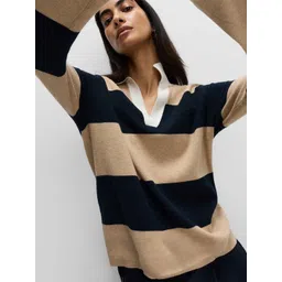 Marks & Spencer Women Striped Knitted Shirt Collar Pullover-picture-37