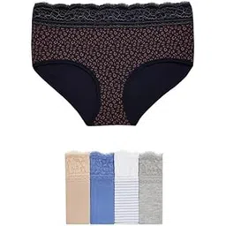 marks & spencer Women's Cotton Blend High Leg Knickers (Pack of 5)-picture-33