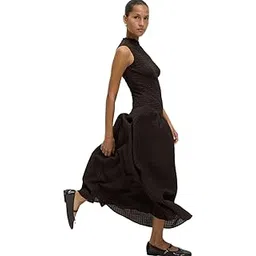 marks & spencer Women's Cotton T697829CHOCOLATE Midi Dress-picture-12