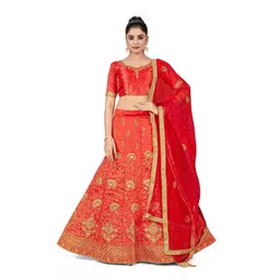 Maroosh Embellished Thread Work Unstitched Lehenga & Blouse With Dupatta-picture-22