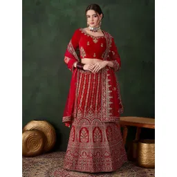 Maroosh Embroidered Semi-Stitched Lehenga & Unstitched Blouse With Dupatta-picture-10