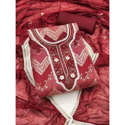 Maroosh Floral Embellished Organza Unstitched Dress Material-picture-31