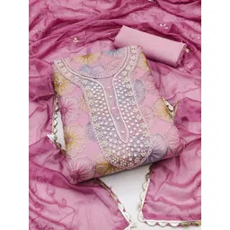 Maroosh Floral Embellished Organza Unstitched Dress Material-picture-9