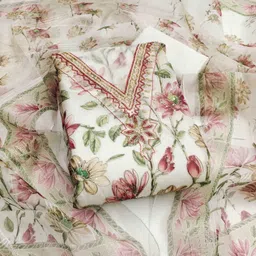 Maroosh Floral Printed Beads And Stones EmbellishedOrganza Unstitched Dress Material-picture-30