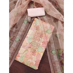 Maroosh Floral Printed Beads And Stones Organza Unstitched Dress Material-picture-31