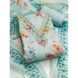 Maroosh Floral Printed Beads And Stones Unstitched Dress Material-picture-13