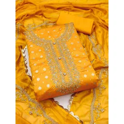 Maroosh Floral Woven design Thread Work Unstitched Dress Material-picture-18