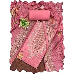 maroosh Women'S Pink Unstitched Printed Muslin Cotton Dress Material (MRSMT631PNK)-picture-11