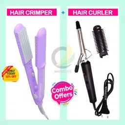 MARSELITE Combo of Newnova Hair Curler + Hair Crimper Machine for Girls (Crimper+Curler) Personal Care Appliance Combo-picture-32