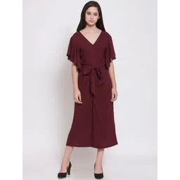 Martini Maroon Solid Culotte Jumpsuit-picture-37