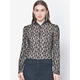 Martini Women Beige & Black Floral Lace Short Jacket-picture-17