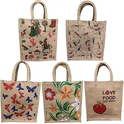 Maru Natural color Jute bags with zip,Return Gifts Jute bag for office,wedding,baby shower,birthdays - 10 * 11 * 4.5 Inch (Pack of 5 Pcs)-picture-13