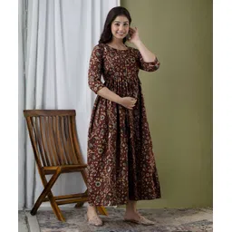 marudhara Women Fit and Flare Brown Below Knee Dress-picture-15