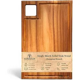MaruGrain | Premium Handcrafted Single-Piece Teakwood Chopping/Cutting Board | Reversible Design with Juice Groove | Food-Grade Finish, Durable, Eco-Friendly & Multipurpose | Small (31x 20 x 2 cm)-picture-19