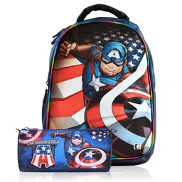 marvel by kuber Kuber Industries Set of 2 School College Combo Set  Captain America Backpack & Pencil Pouch Set  School Backpack with Stationery Pouch  Perfect Combo For Adults & Kids  School Combo Set  Blue - 17 Inches-picture-34