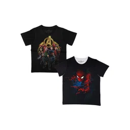 Marvel by Wear Your Mind Boys Black Printed Round Neck T-shirt-picture-56