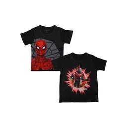 Marvel by Wear Your Mind Boys Black Spiderman Printed Round Neck T-shirt-picture-53