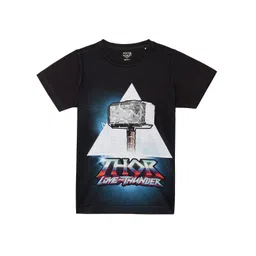 Marvel by Wear Your Mind Boys Black Thor Printed T-shirt-picture-26