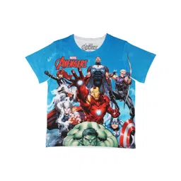 Marvel by Wear Your Mind Boys Blue & White Printed Round Neck T-shirt-picture-47