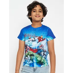 Marvel by Wear Your Mind Boys Blue Printed Round Neck T-shirt-picture-53