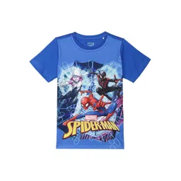 Marvel by Wear Your Mind Boys Blue Printed Spiderman Applique T-shirt-picture-29