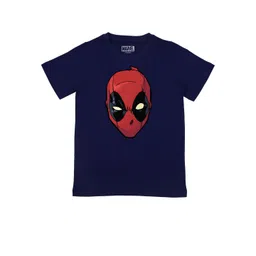 Marvel by Wear Your Mind Boys Navy Blue Deadpool Printed T-shirt-picture-19